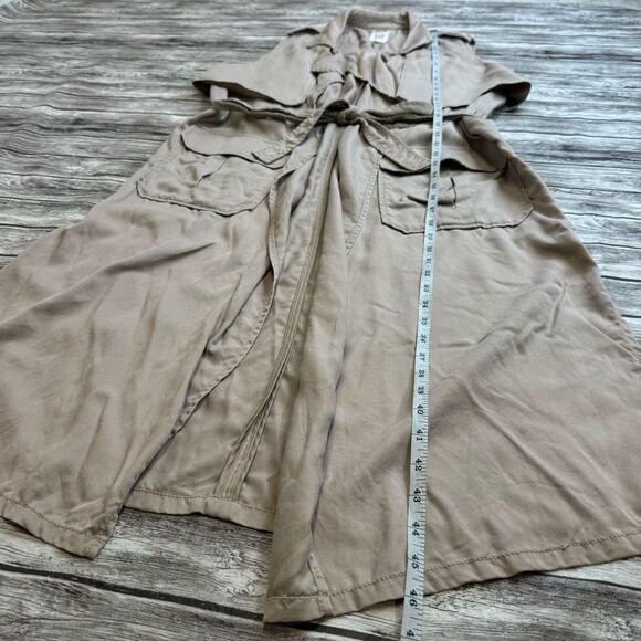 GAP Women's Open Front Safari Wrap Dress M Med Medium Tan Light Brown Khaki Tie - Picture 14 of 16